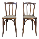 Pair of wooden bistro chairs, 20th century, France