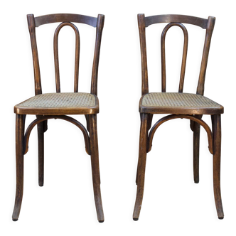 Pair of wooden bistro chairs, 20th century, France