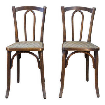 Pair of wooden bistro chairs, 20th century, France