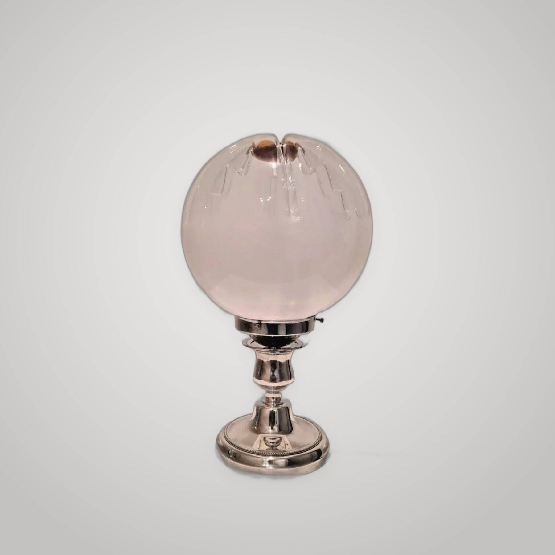 Italian Murano glass lamp, silver metal by Toni Zuccheri for Mazzega.