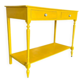 Table d'appoint/console vintage en bois jaune soleil