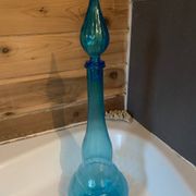 Bouteille en verre bleuté par blenko année 60