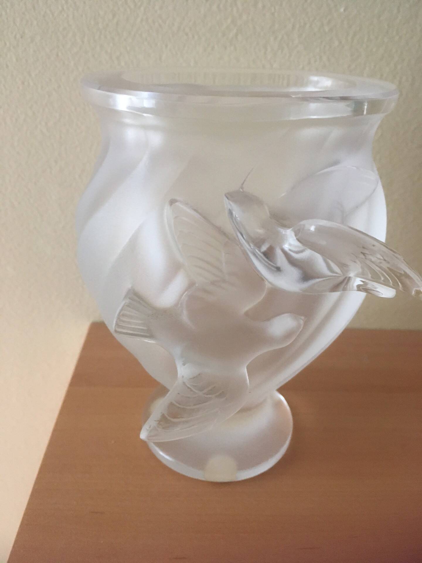 Antique crystal vase signed Lalique