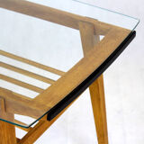 Wooden Coffee Table with Glass Top from Drevozpracujici Druzstvo, 1960s