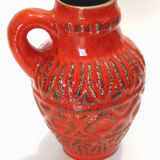 Superb pair of red vases by Bodo Mans for Bay 1960-1970's