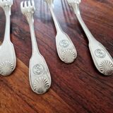 Christofle, Paris - Set of 4 dessert forks - Vendôme model (Louis XIV style) - in metal