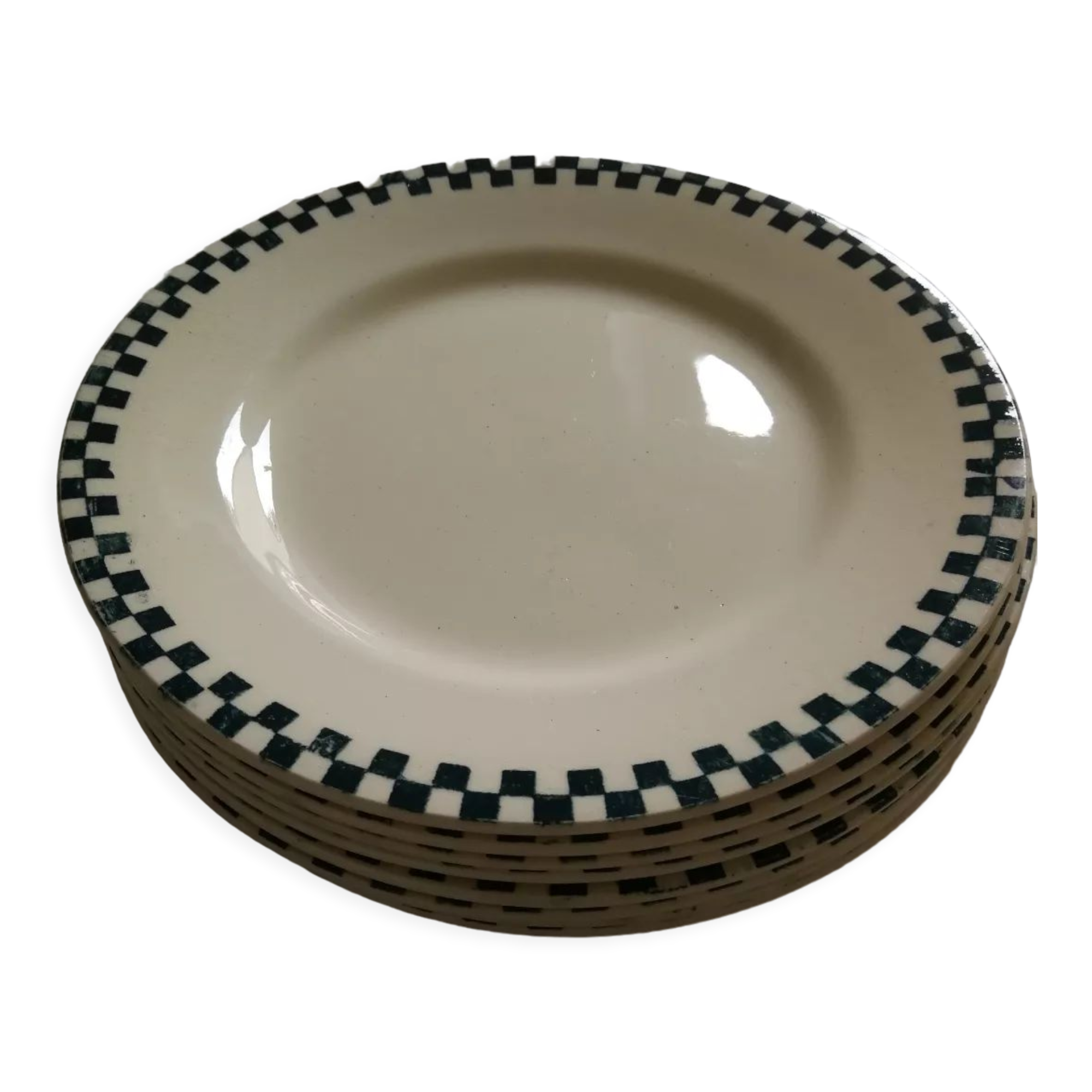 Set of 8 dessert plates Damier Terre de fer