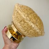 Vintage art deco globe wall or ceiling light in yellow Clichy glass