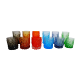Set verre coloré 'textured bark' par Geoffrey Baxter 60's