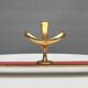 Vintage bistro coat rack with 3 patères gold and red hooks