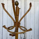 1960s rattan and wicker parrot coat rack entrance hallway
