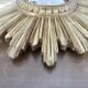 Old small golden sun mirror, witch's eye, curved, 60s-70s.