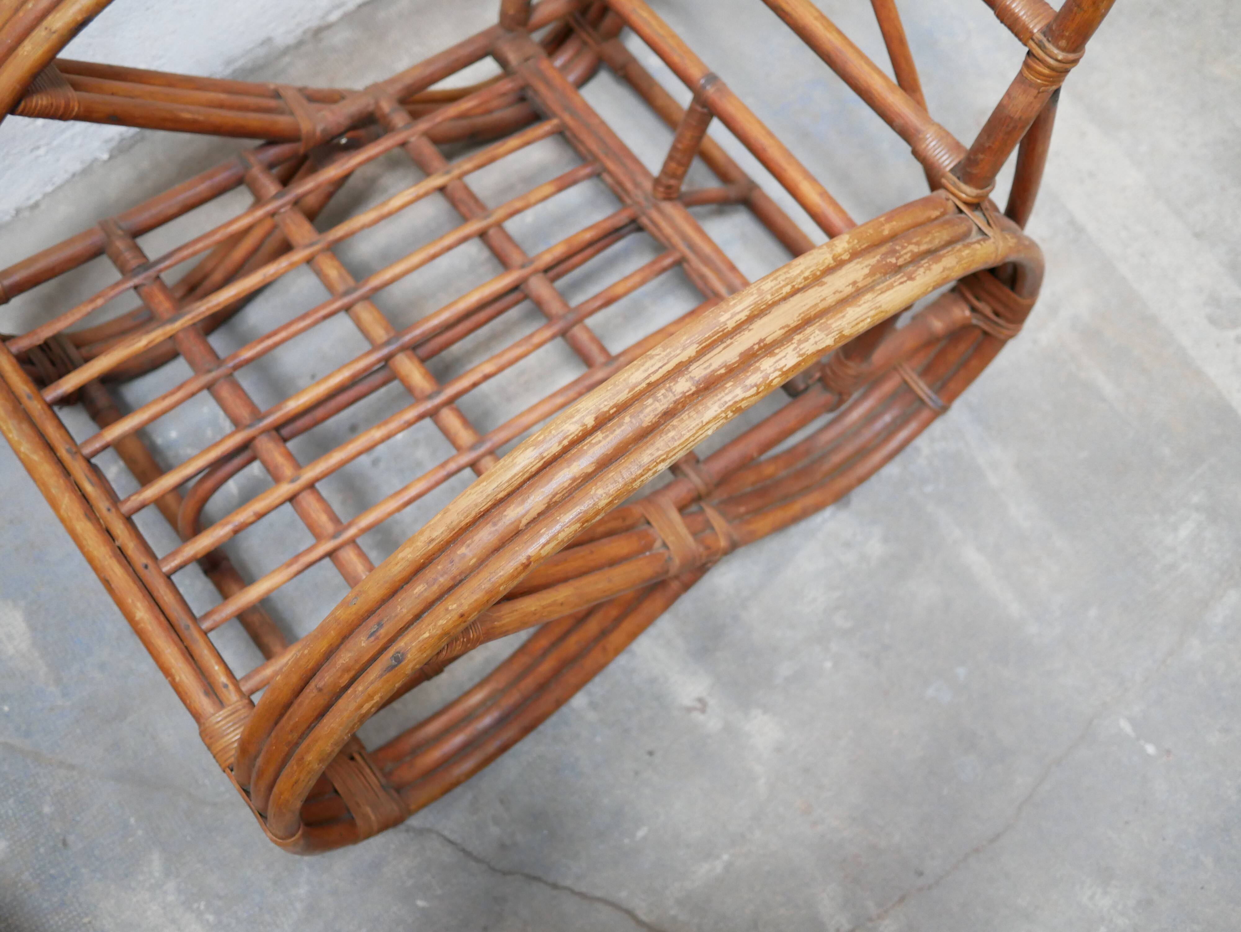 Vintage rattan pretzel armchair