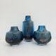Set of 6 Schot Wiesel glass vases Bavarian Glass Art 'Florida' by Heinrich Löffelhardt blue bubbles 1970s Germany