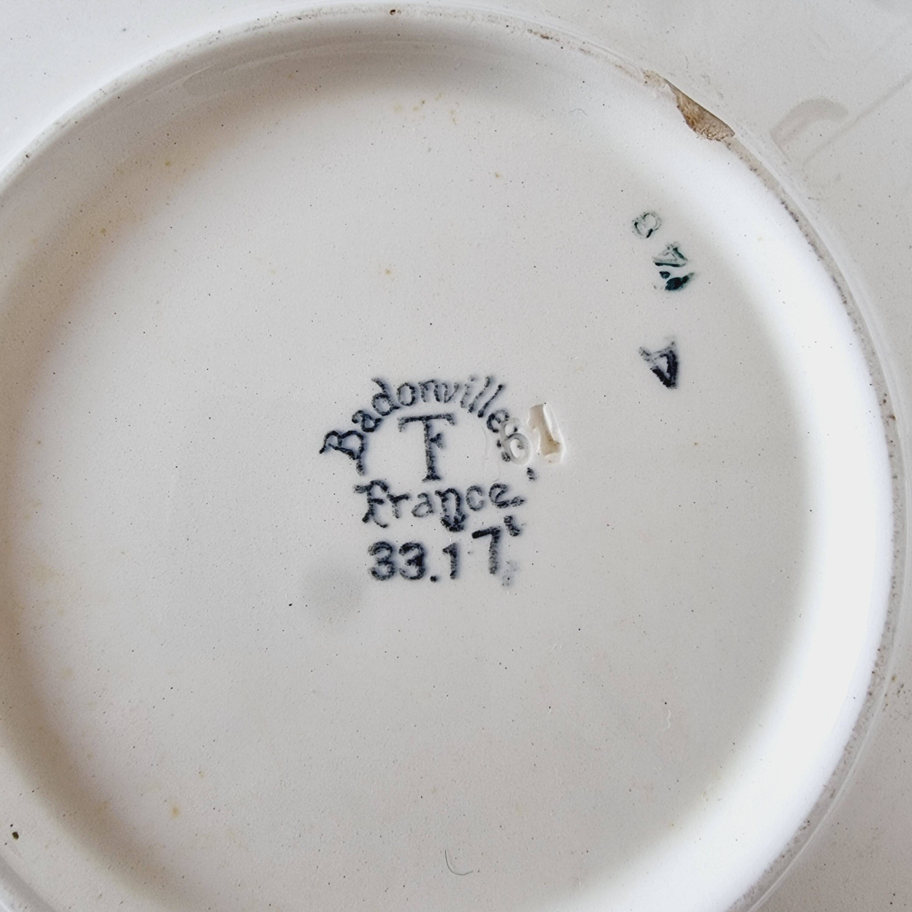 Assiette Art Déco exclusive en porcelaine française de Badonviller, édition limitée années 30-40