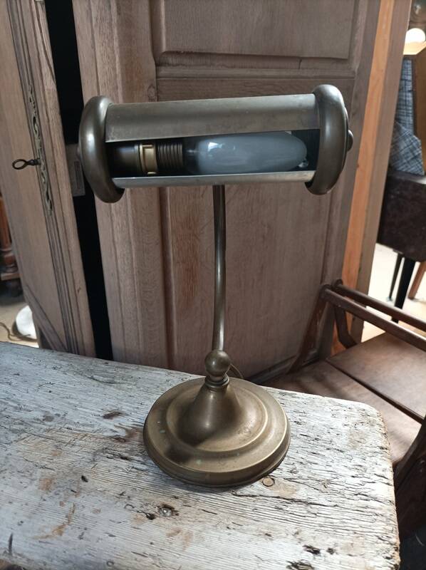 Patinated golden brass desk lamp