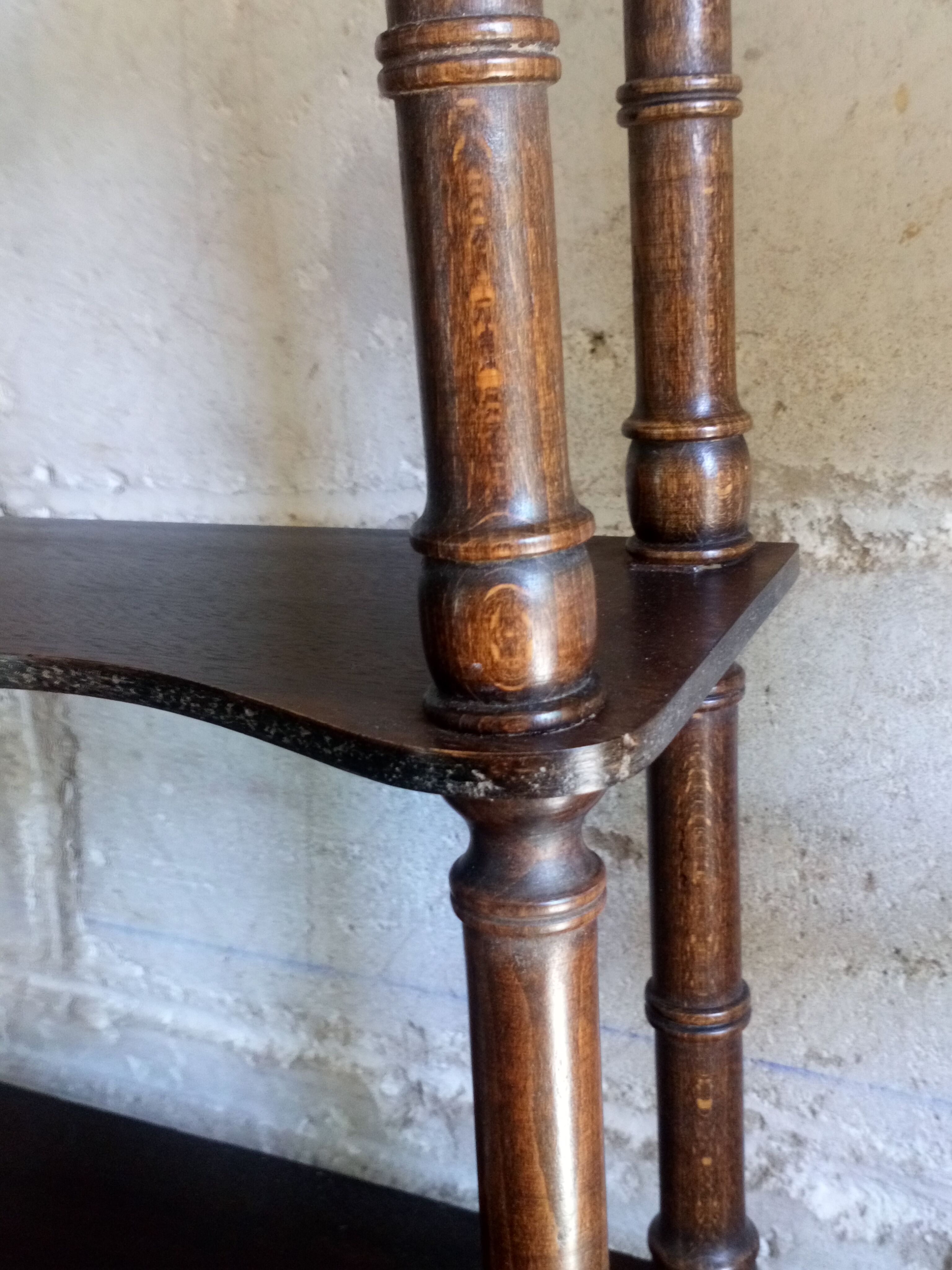 Old wooden shelf turned to hang