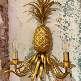 Hollywood regency pineapple wall lamp