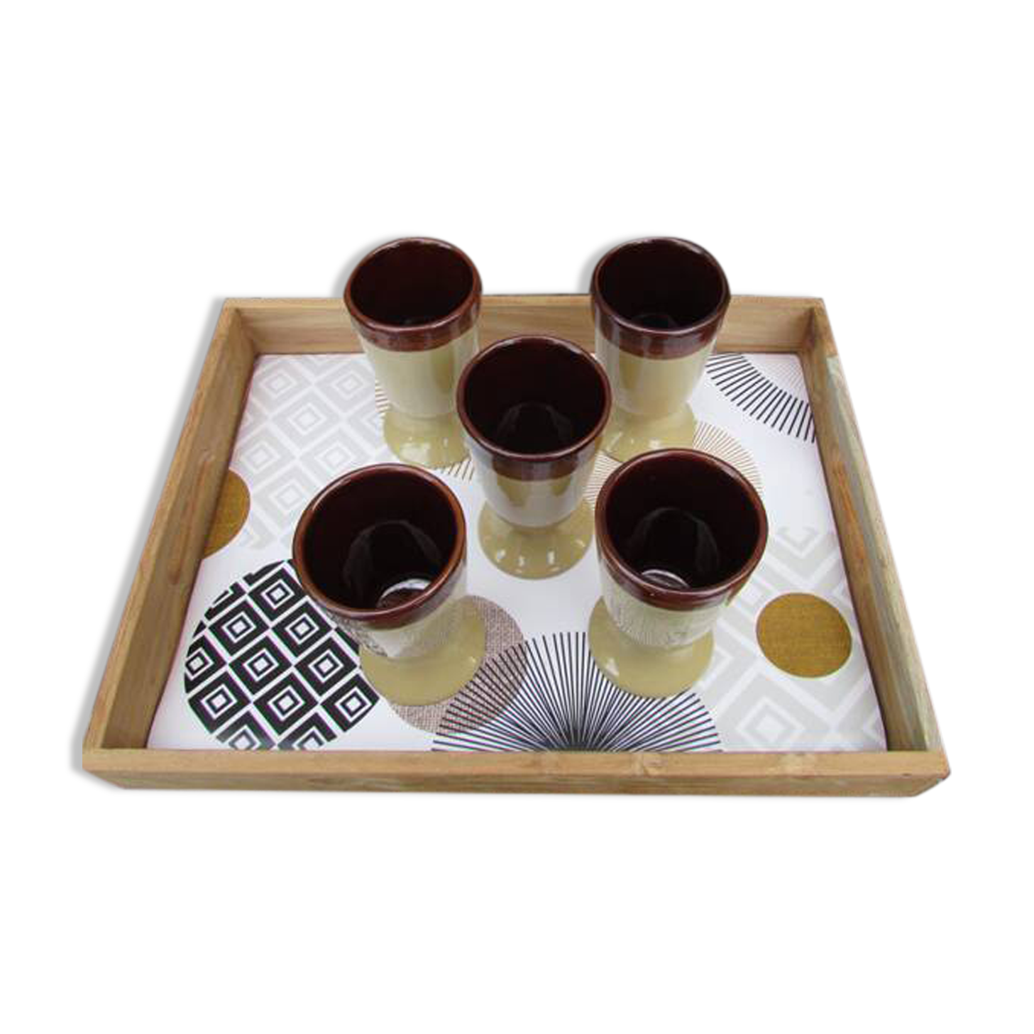 Lot de 5 mazagrans beige et marron