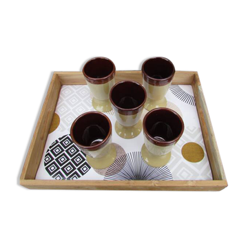 Lot de 5 mazagrans beige et marron