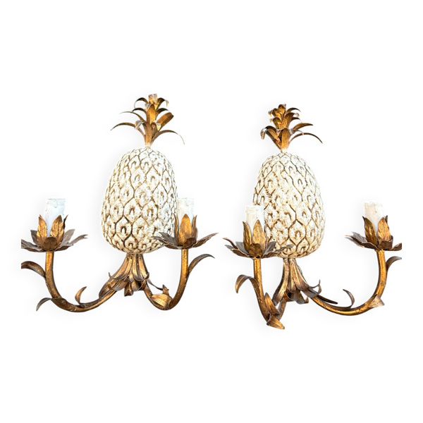 Paire d'appliques ananas, dans le style de Maison Charles / Jansen, an