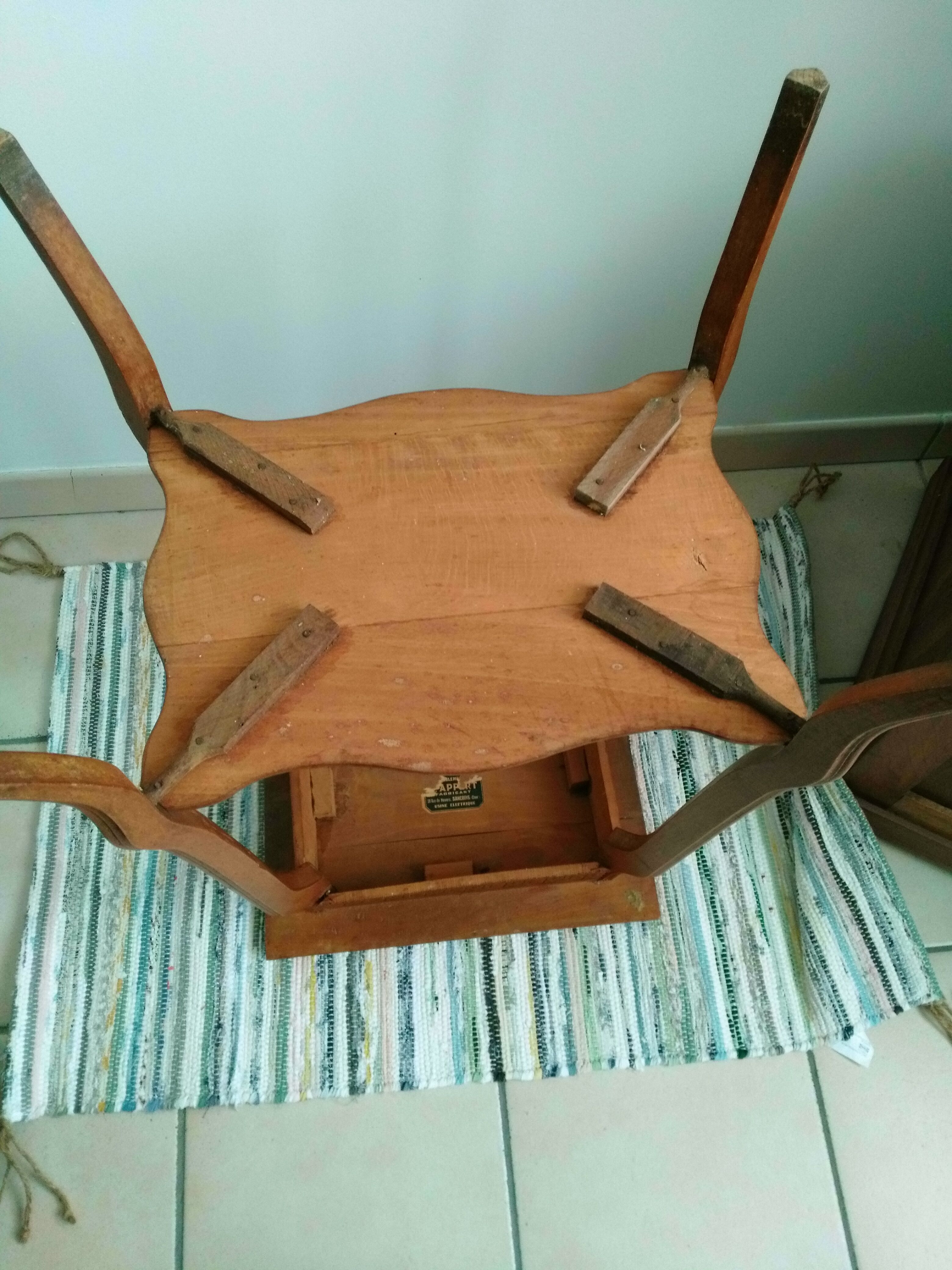 Art Deco side table wooden top