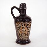 Ceramic pitcher vase - bird and flower decor - vintage 70s