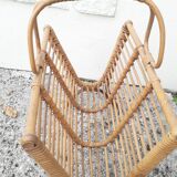 Porte-revues en rotin (année 70)