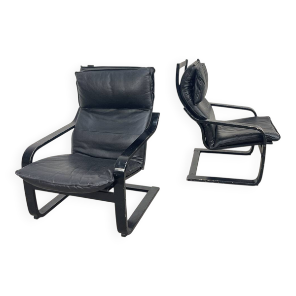Paire de fauteuils Ikea en cuir 1980