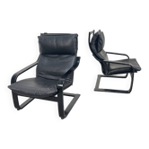 Paire de fauteuils Ikea en cuir 1980