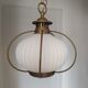 Suspension opaline cannelée et cuivre design original 1960