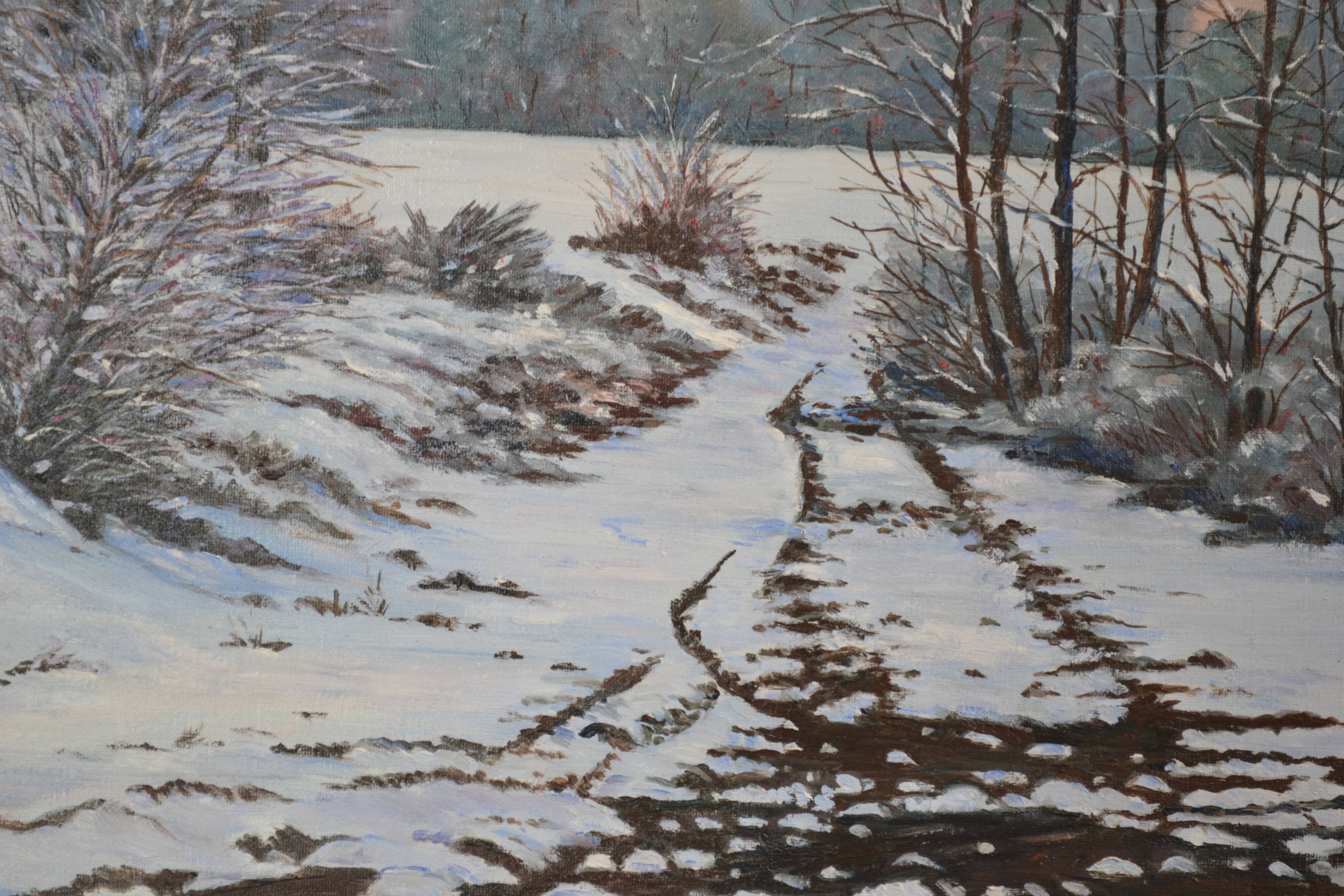 Rateau "Snowy landscape" framed HST painting