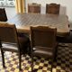 Art Deco extendable oak table with marquetry + 6 chairs – 1920s