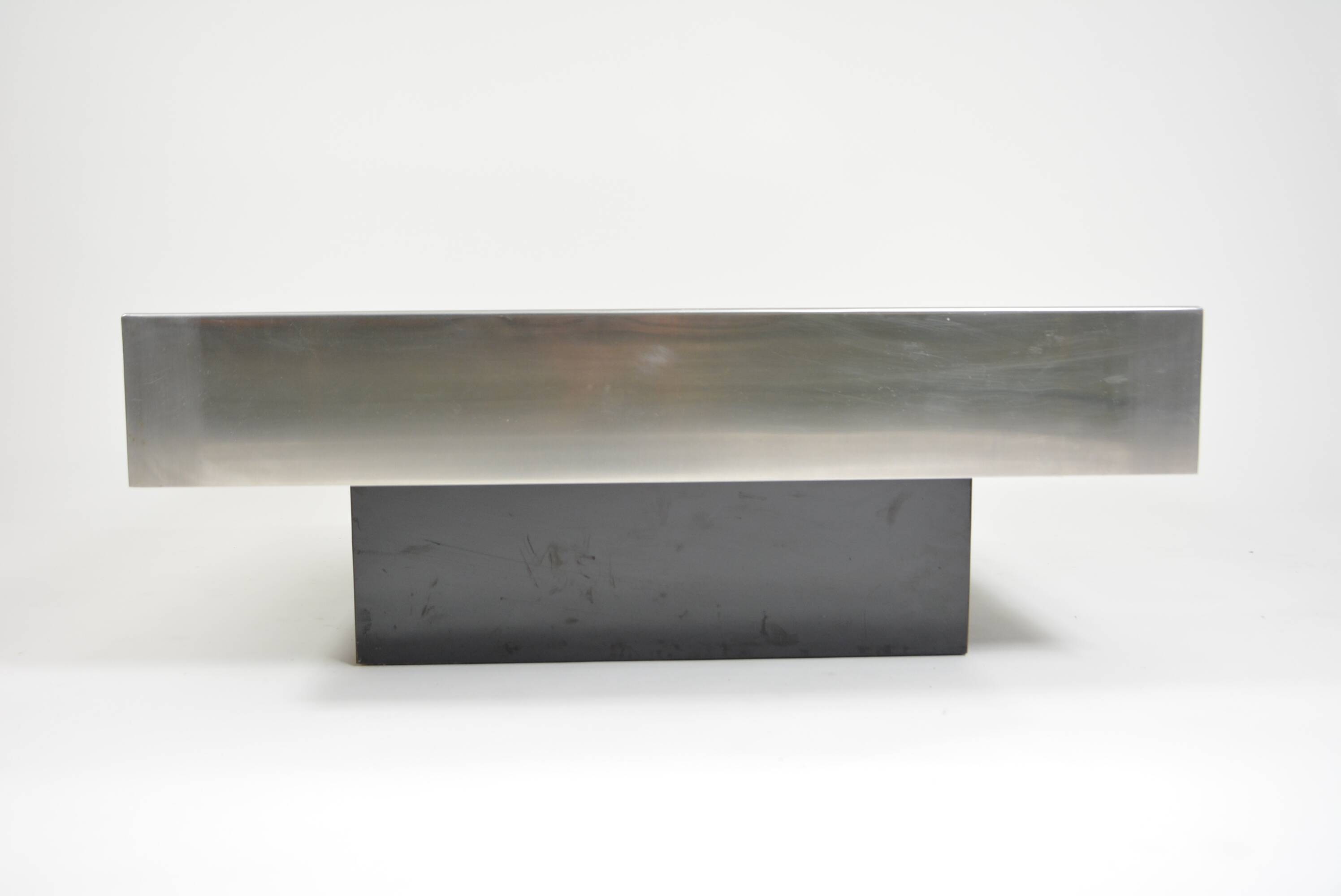 Willy Rizzo style black and chrome coffee table