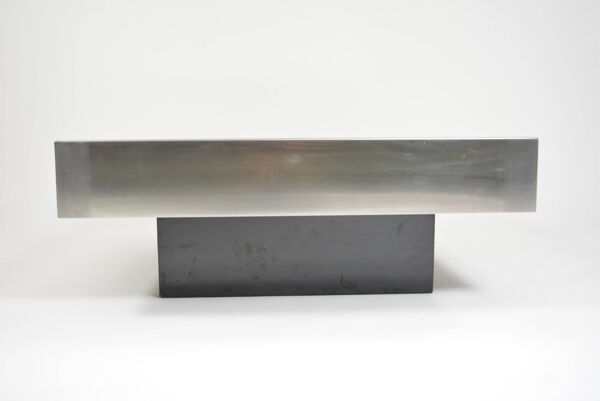 Table basse style Willy Rizzo noir & chrome