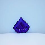 vintage blue glass bowl leaf shape