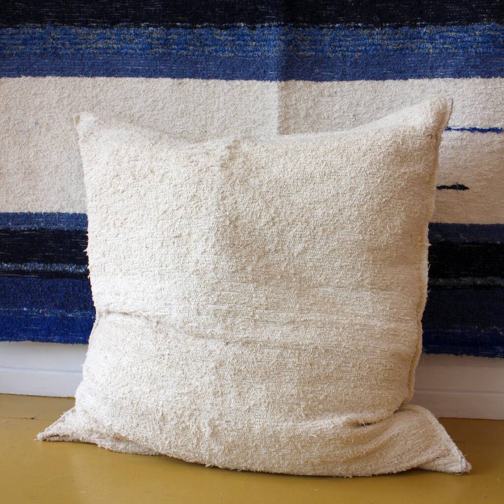 Handmade pouf cover - hand-woven recycled cotton - 90 x 90 cm