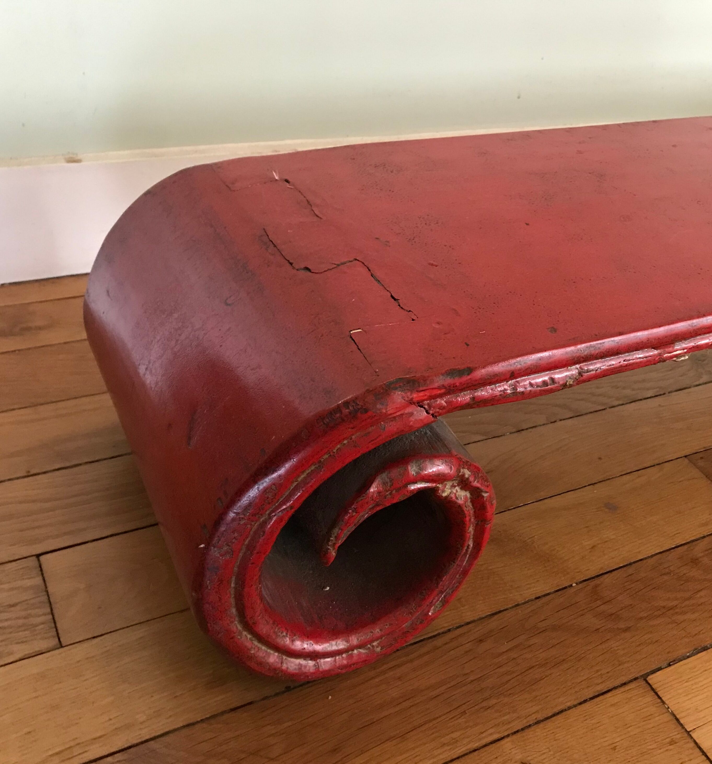China red rolled bench coffee table