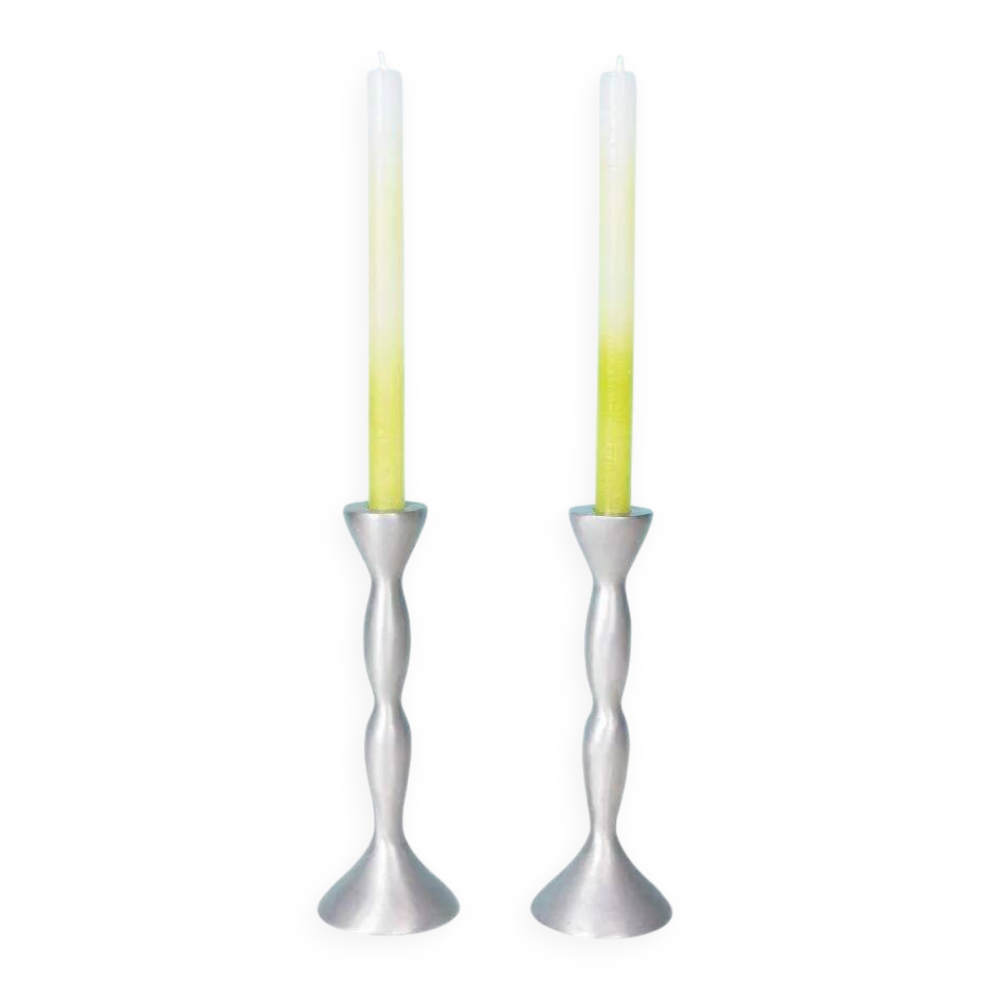 Set of space age candlesticks from the 70s/80s, organic aluminium.
