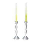 Set of space age candlesticks from the 70s/80s, organic aluminium.