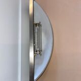 Rectangular wall lamp, brushed metal and glass