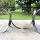 Oval dining table 1960-1970 smoked glass top and chrome base