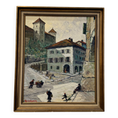 Oil on canvas Étienne Bouvier-Lapierre (1908-1987) – Château d'Annecy