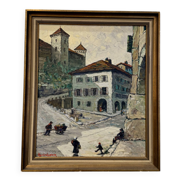 Oil on canvas Étienne Bouvier-Lapierre (1908-1987) – Château d'Annecy
