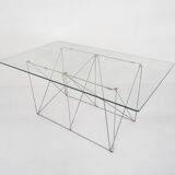 Glass and metal dining table by Max Sauze 1970