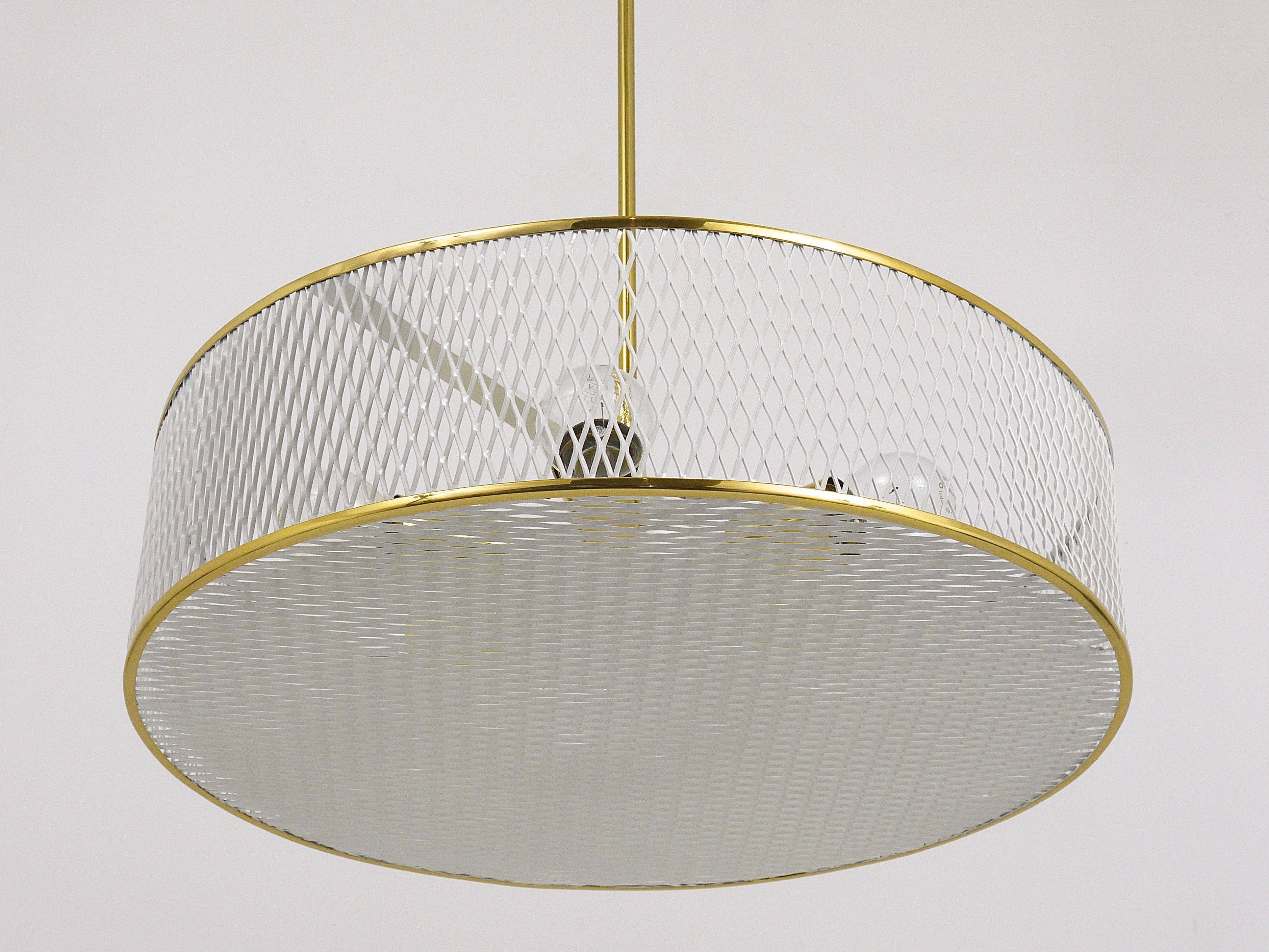 Brass Pendant Light in the Style of Mathieu Matégot Mid-Century, France, 1950s