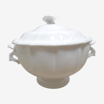 Soup tureen white faience of gien