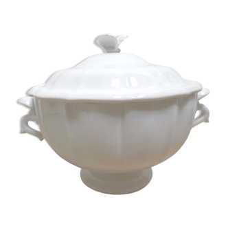 Soup tureen white faience of gien