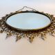Miroir doré Chaty Vallauris signé en fer forgé Vintage, 1960.