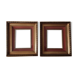 2 frames in old golden molding, Late 20th century, 48x54cm